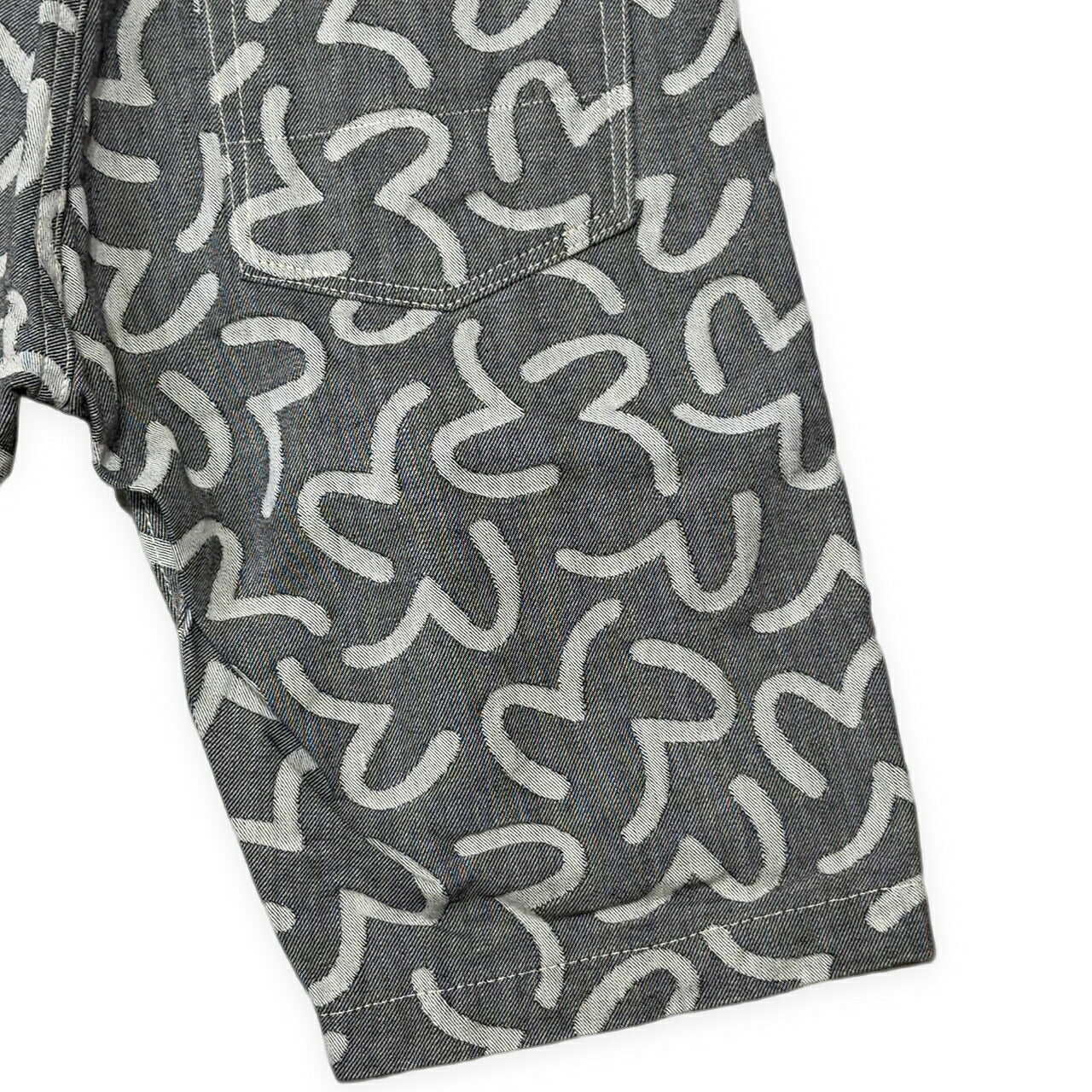 EVISU 5500 Jacquard Seagull Denim Shorts Gray Size 34S