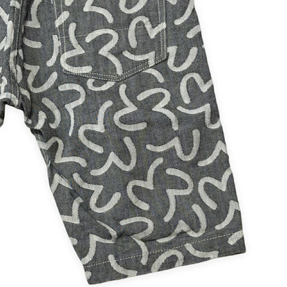 EVISU 5500 Jacquard Seagull Denim Shorts Gray Size 34S