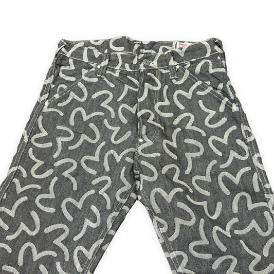 EVISU yamane 5500 Seagull Jacquard All-Over Jeans Size 32