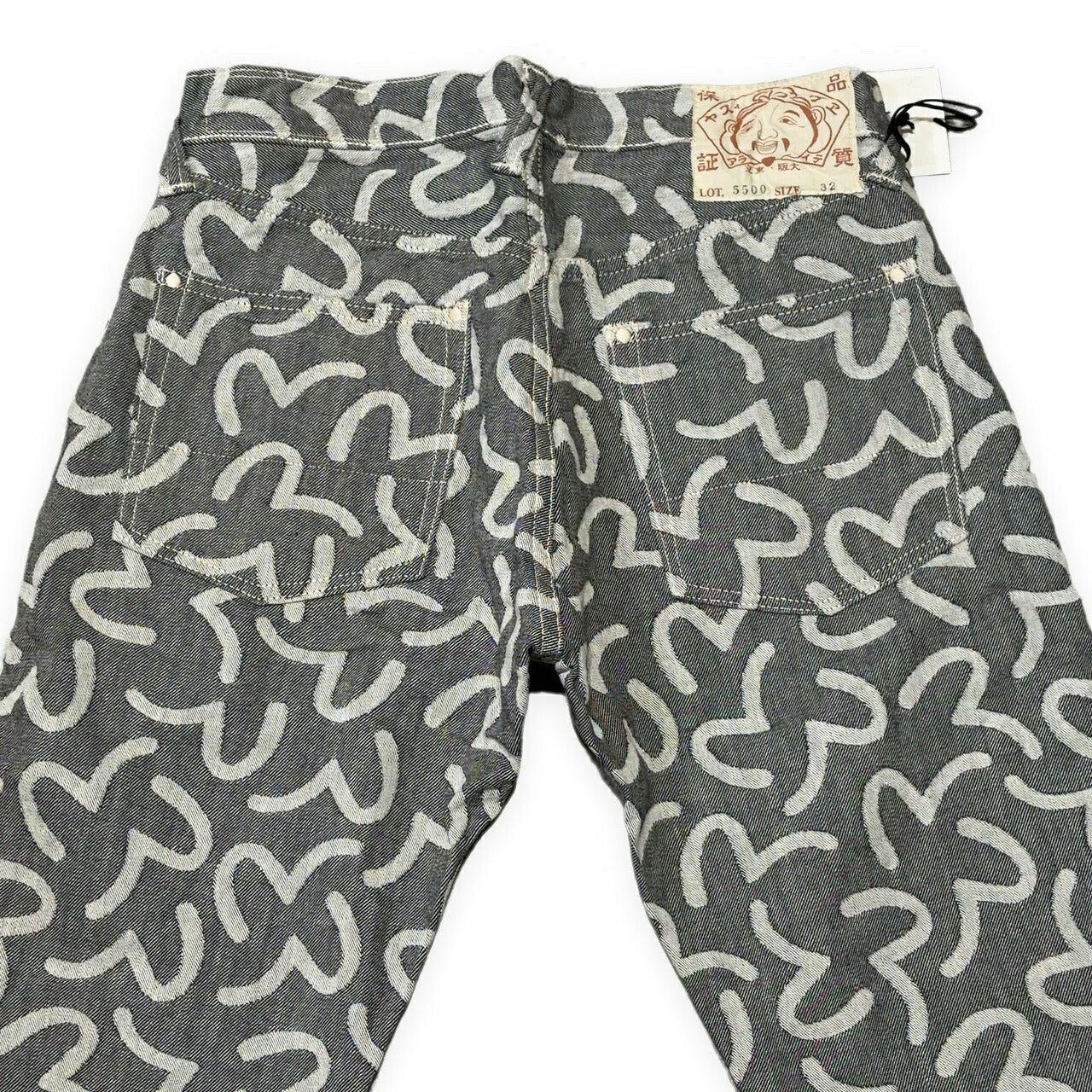 EVISU yamane 5500 Seagull Jacquard All-Over Jeans Size 32