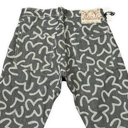 EVISU yamane 5500 Seagull Jacquard All-Over Jeans Size 32
