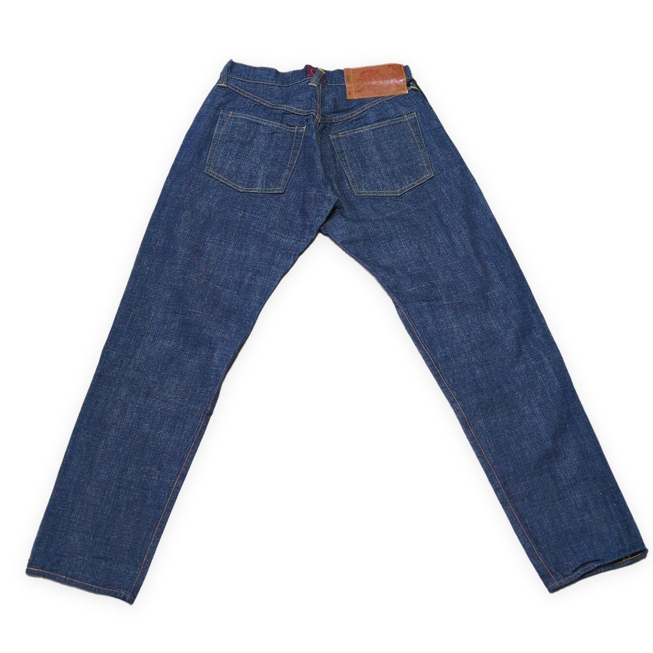 EVISU Lot.2111 Credit Leather Patch Cinch Jeans Blue Size 35