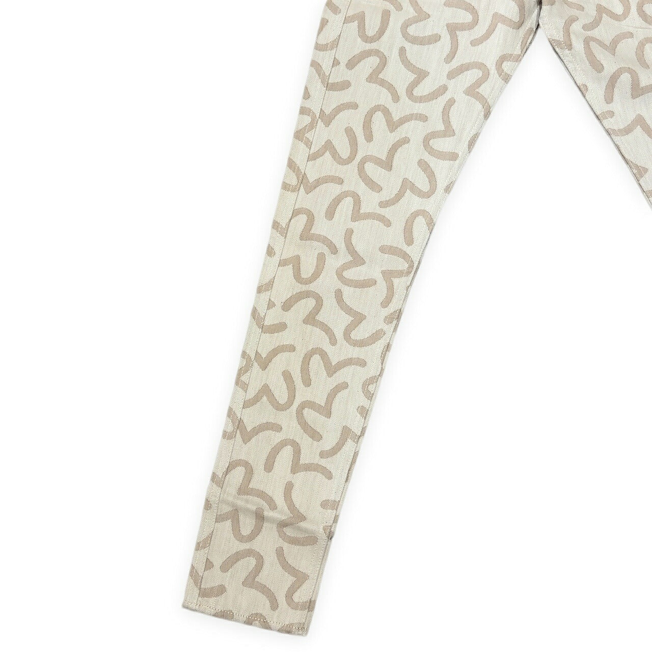 EVISU 5500 Jacquard Seagull Pattern Jeans Beige Size 28