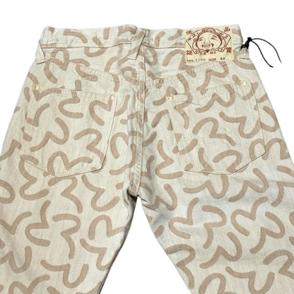 EVISU 5500 Seagull Jacquard Denim Jeans Beige Size 30