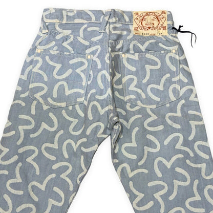 EVISU 5500 Jacquard Seagull All-Over Pattern Jeans Size 28