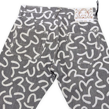 EVISU 5500 Jacquard Seagull Denim Jeans Gray Size 30