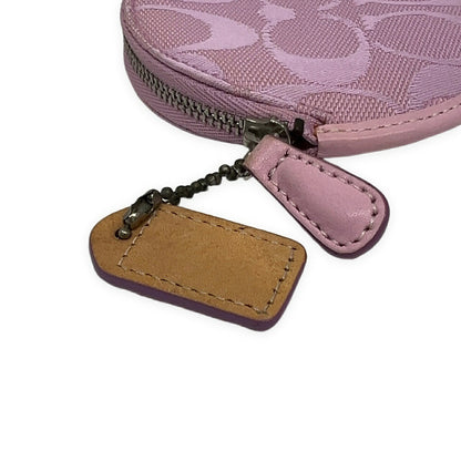 COACH Signature Canvas Leather Charm Pink