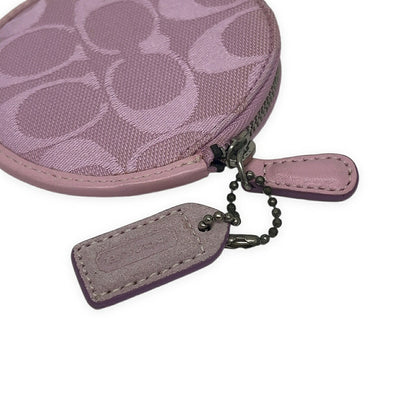 COACH Signature Canvas Leather Charm Pink