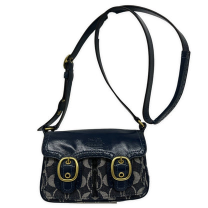 COACH Denim Signature Soho Flap Shoulder Bag Blue