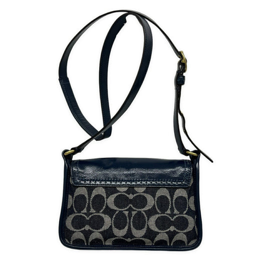 COACH Denim Signature Soho Flap Shoulder Bag Blue