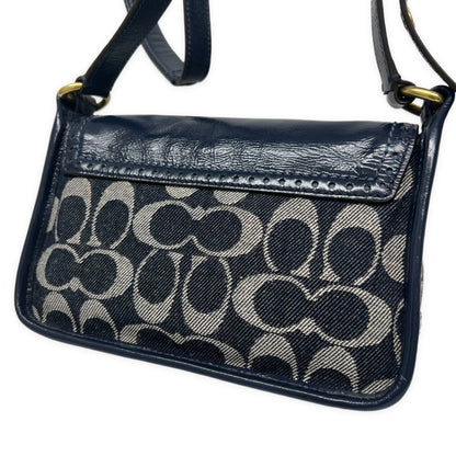 COACH Denim Signature Soho Flap Shoulder Bag Blue