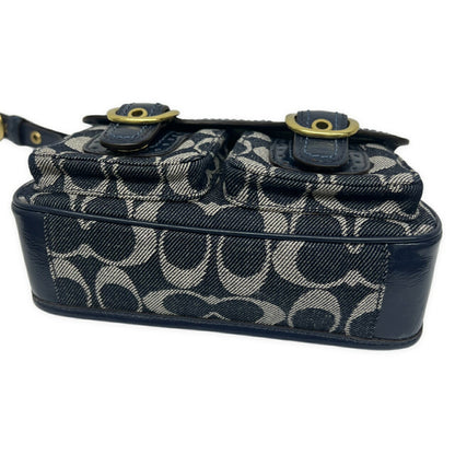 COACH Denim Signature Soho Flap Shoulder Bag Blue