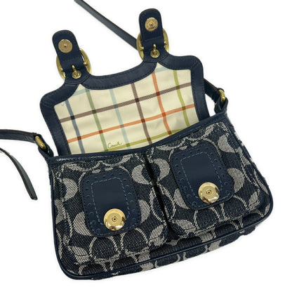 COACH Denim Signature Soho Flap Shoulder Bag Blue