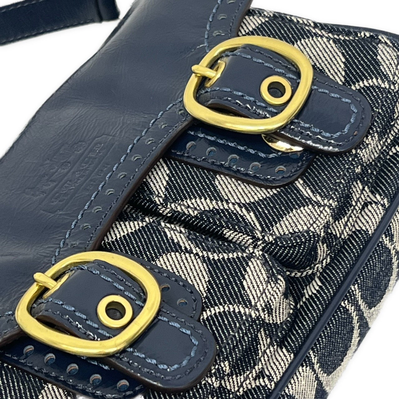 COACH Denim Signature Soho Flap Shoulder Bag Blue
