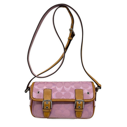 COACH Pink Signature Flap Shoulder Bag