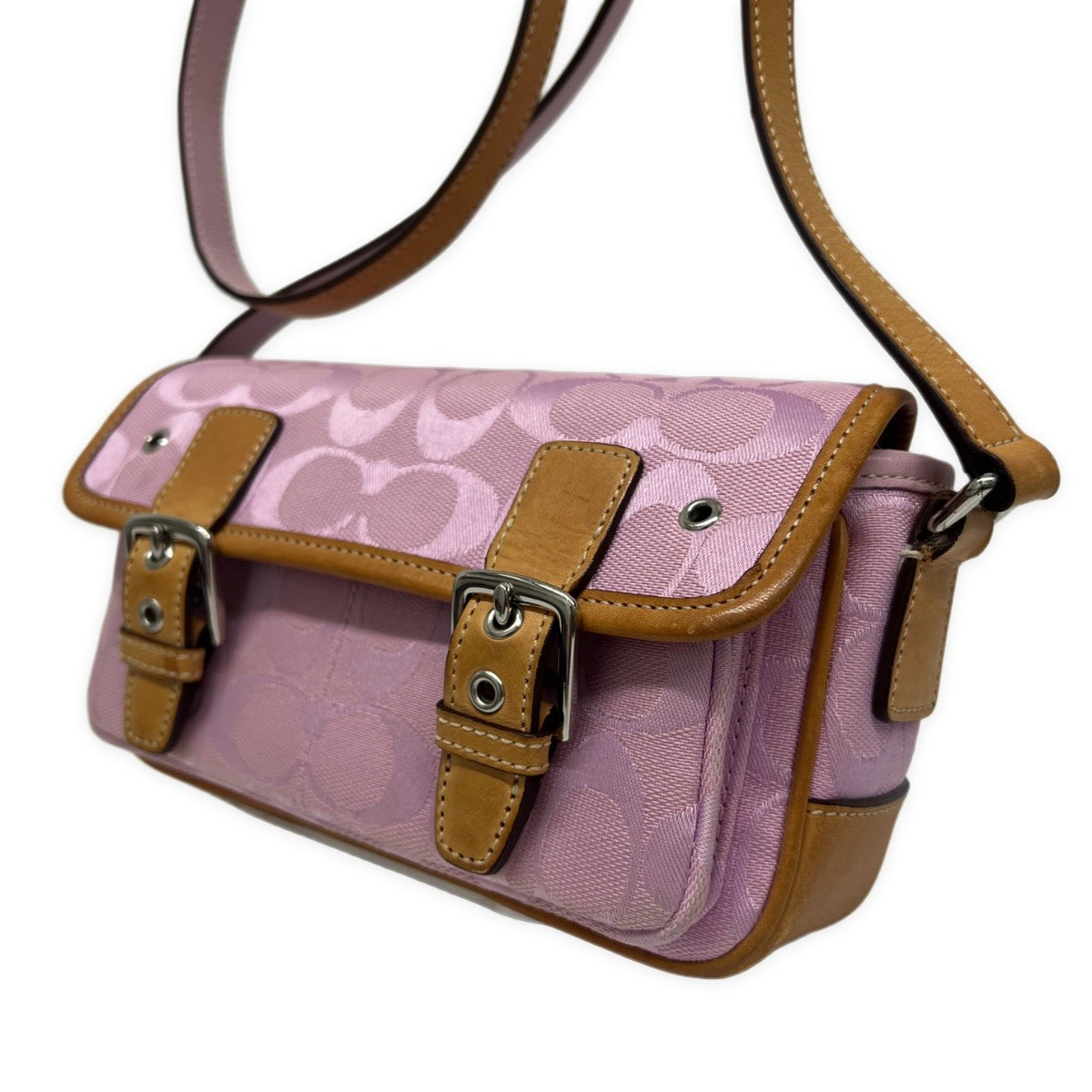 COACH Pink Signature Flap Shoulder Bag