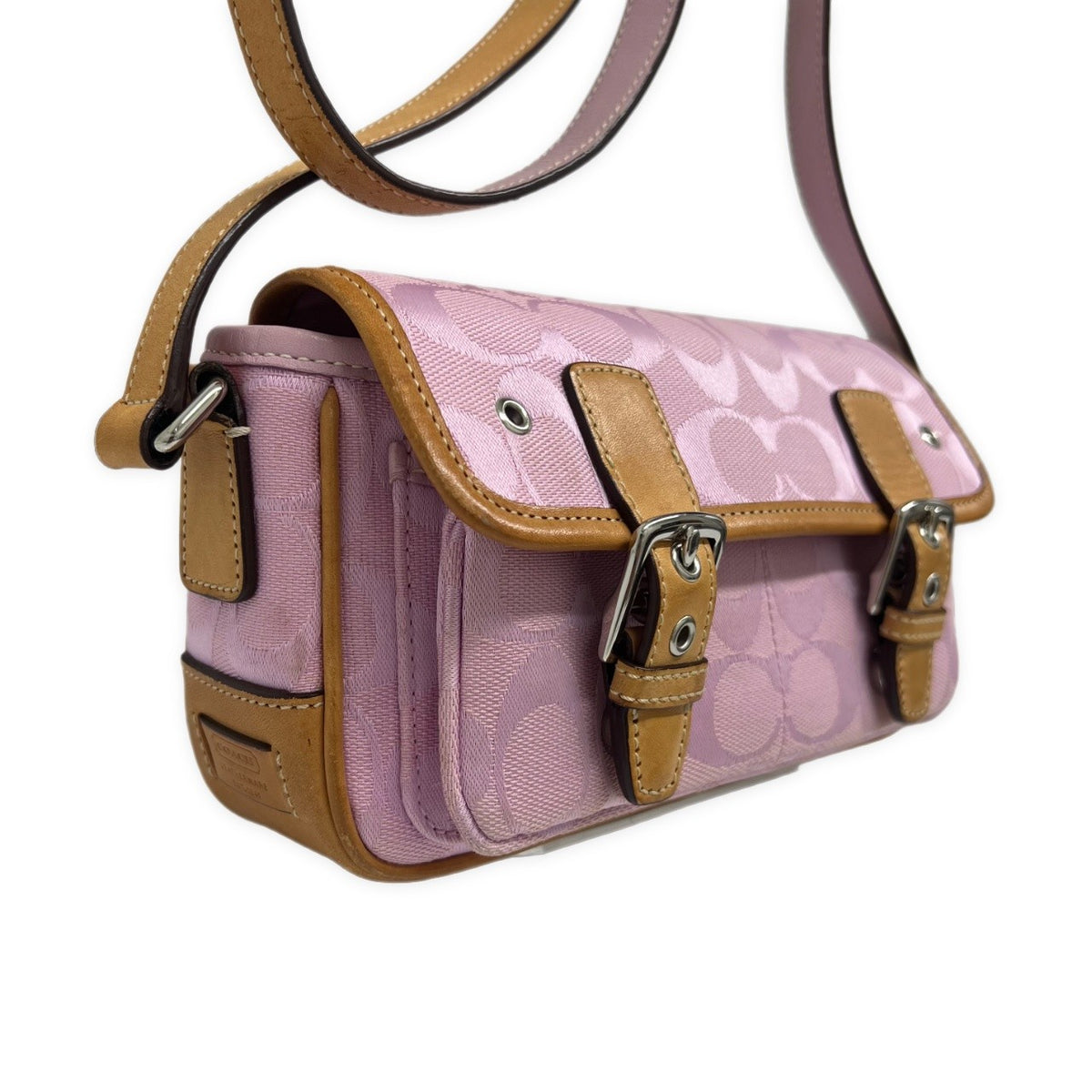 COACH Pink Signature Flap Shoulder Bag