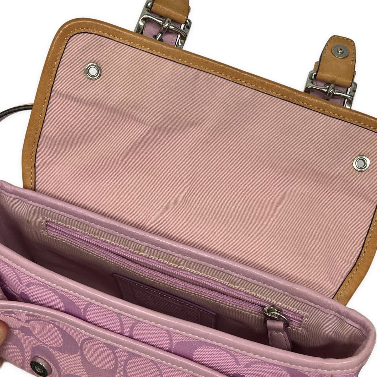 COACH Pink Signature Flap Shoulder Bag
