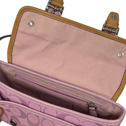 COACH Pink Signature Flap Shoulder Bag