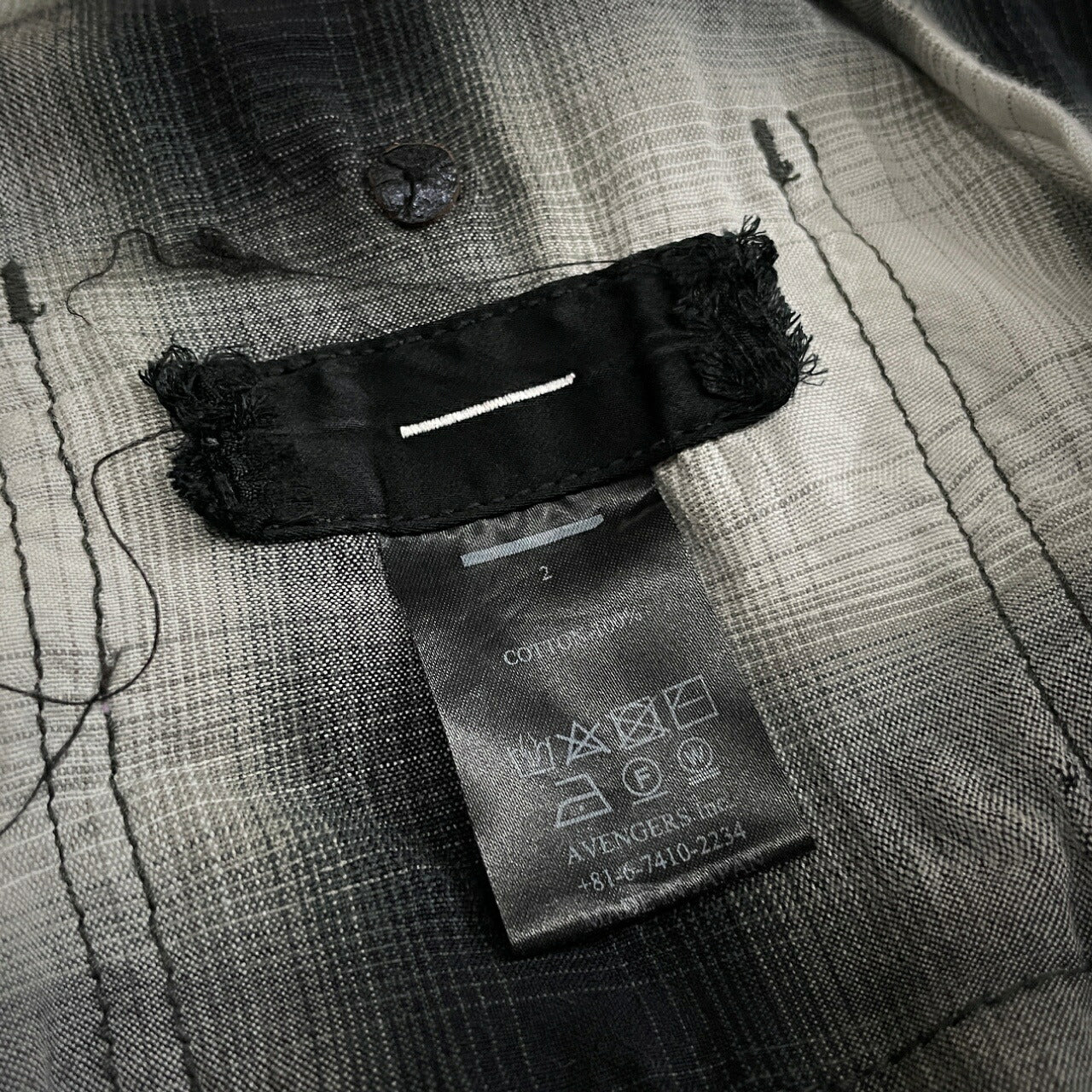 [-]Minus Slash Seam Ombre Check Open Shirt Gray Size 2