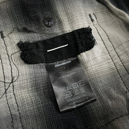 [-]Minus Slash Seam Ombre Check Open Shirt Gray Size 2