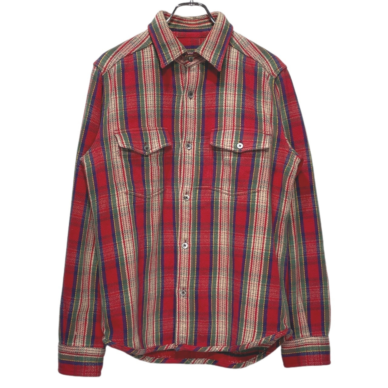 Nigel Cabourn Cotton Flannel Double Button Shirt Red Size 48
