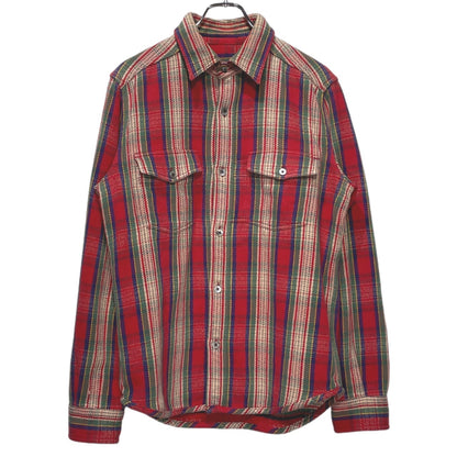 Nigel Cabourn Cotton Flannel Double Button Shirt Red Size 48