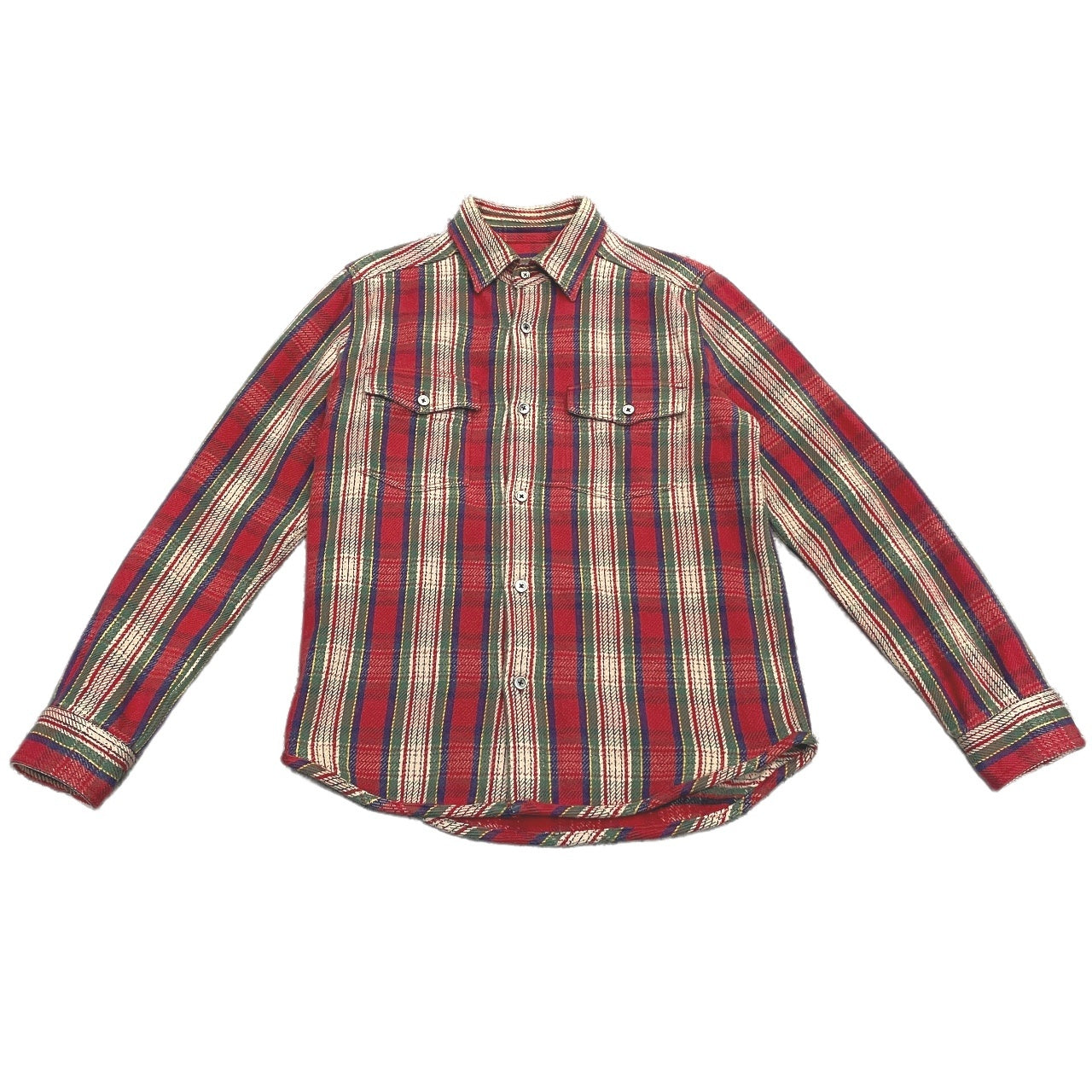Nigel Cabourn Cotton Flannel Double Button Shirt Red Size 48