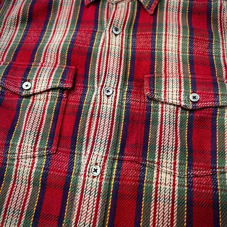 Nigel Cabourn Cotton Flannel Double Button Shirt Red Size 48