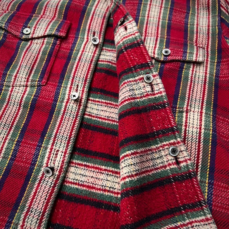 Nigel Cabourn Cotton Flannel Double Button Shirt Red Size 48
