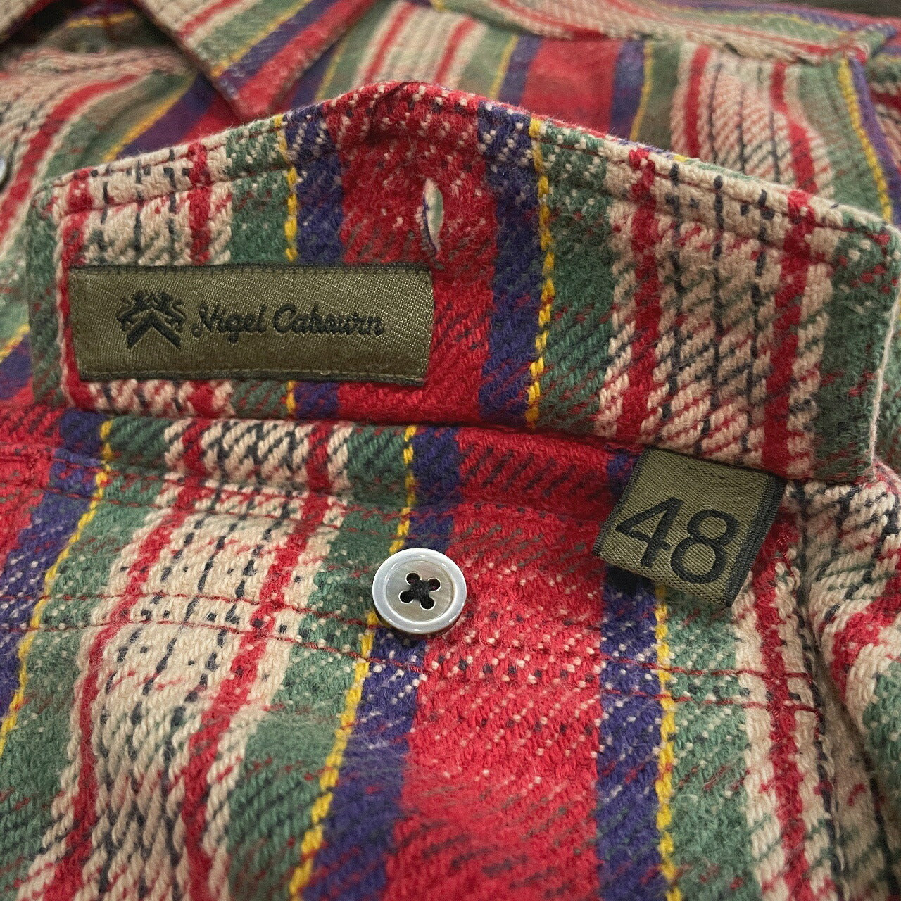 Nigel Cabourn Cotton Flannel Double Button Shirt Red Size 48