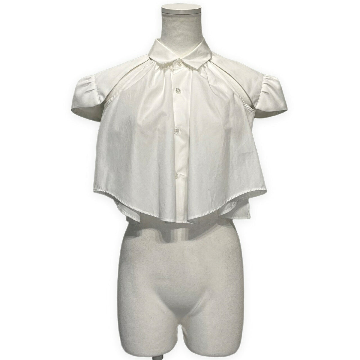 noir kei ninomiya White Cotton Broad Puff Sleeve Blouse Free Size