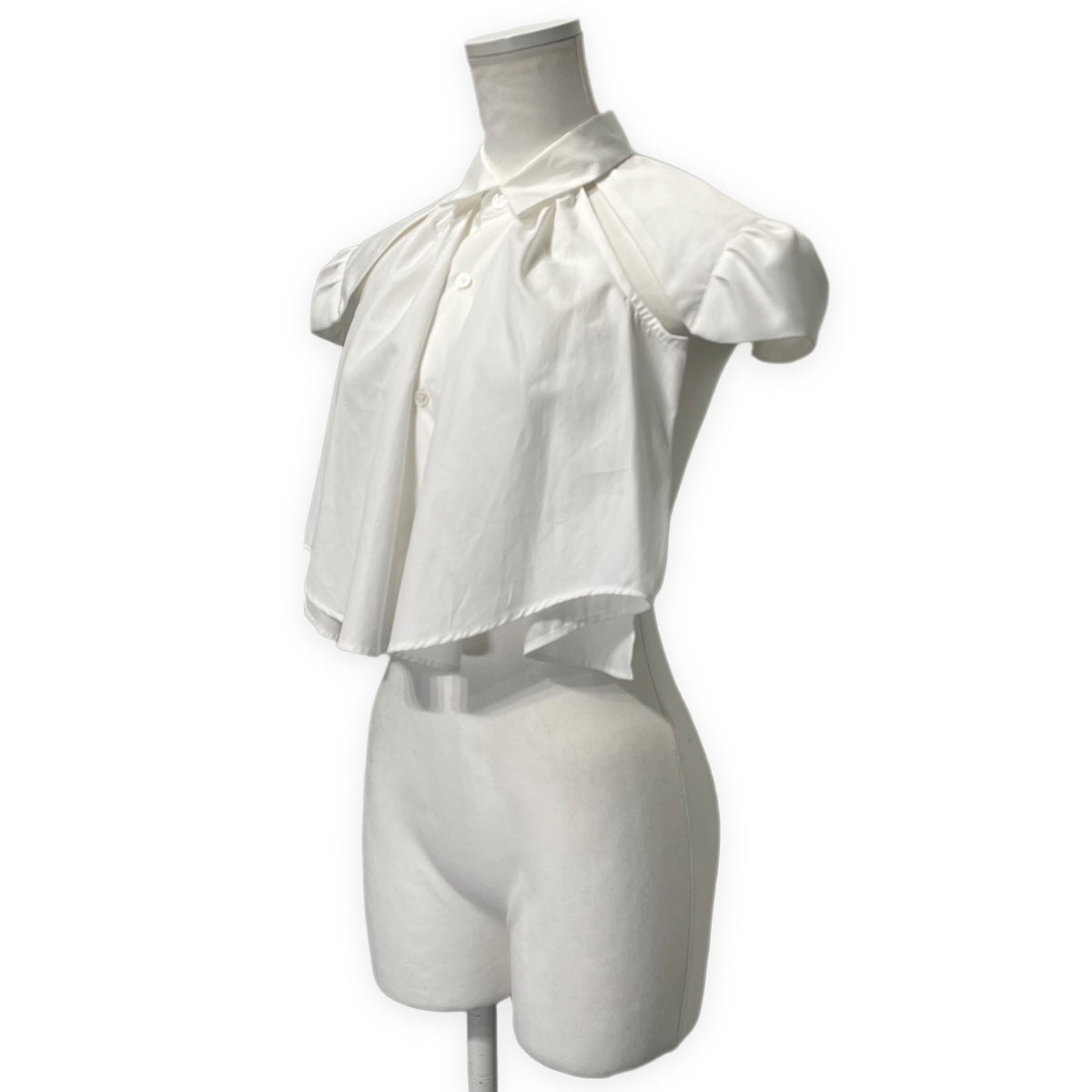 noir kei ninomiya White Cotton Broad Puff Sleeve Blouse Free Size