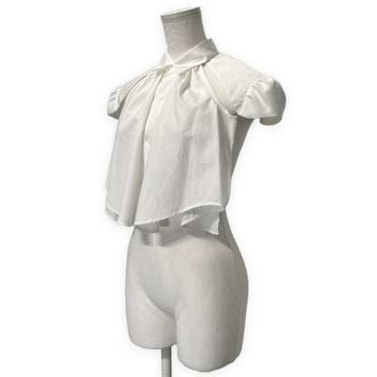 noir kei ninomiya White Cotton Broad Puff Sleeve Blouse Free Size