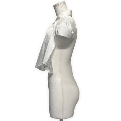 noir kei ninomiya White Cotton Broad Puff Sleeve Blouse Free Size