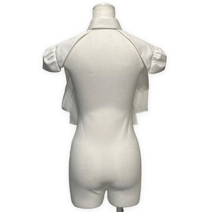 noir kei ninomiya White Cotton Broad Puff Sleeve Blouse Free Size