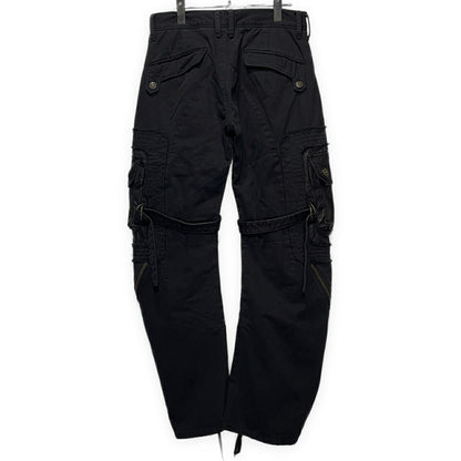 Obelisk Leather Spiral Zip Cargo Pants Black Size 28