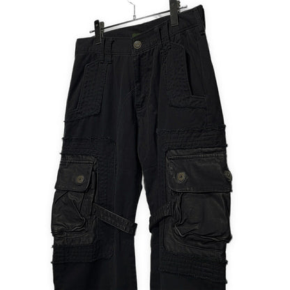 Obelisk Leather Spiral Zip Cargo Pants Black Size 28