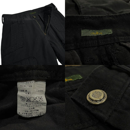 Obelisk Leather Spiral Zip Cargo Pants Black Size 28