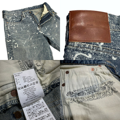 SUGARHILL 24AW Flocked Paint Flared Denim Blue Size 30