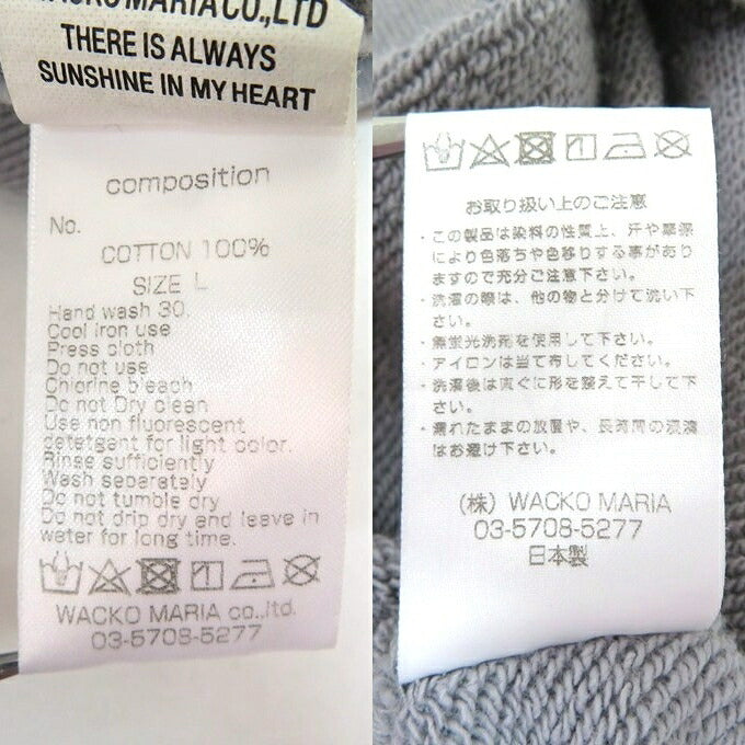 WACKO MARIA Mid Weight Pullover Hoodie Gray Size L