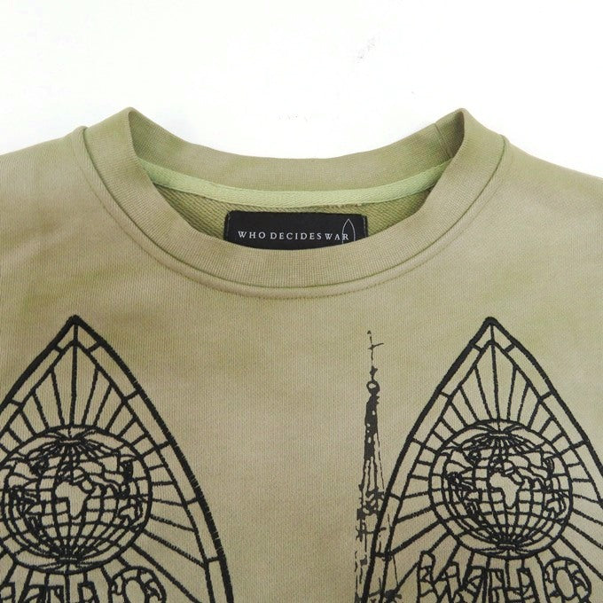 WHO DECIDES WAR Cathedral Pullover Sweatshirt Olive Size XS