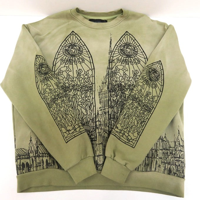 WHO DECIDES WAR Cathedral Pullover Sweatshirt Olive Size XS