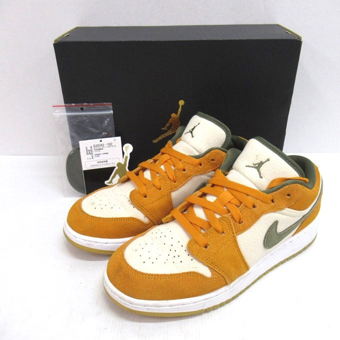 NIKE AIR JORDAN 1 Low SE GS Olive Curry Sneakers Size 24.5cm