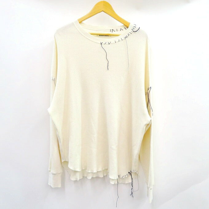 DISCOVERED LOOPING Waffle Long Sleeve T-Shirt Ivory Size 1
