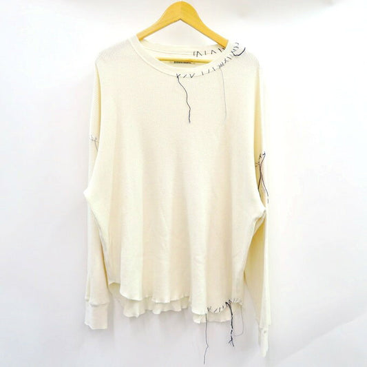 DISCOVERED LOOPING Waffle Long Sleeve T-Shirt Ivory Size 1