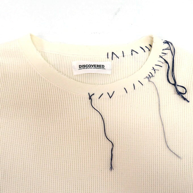 DISCOVERED LOOPING Waffle Long Sleeve T-Shirt Ivory Size 1