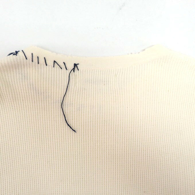 DISCOVERED LOOPING Waffle Long Sleeve T-Shirt Ivory Size 1