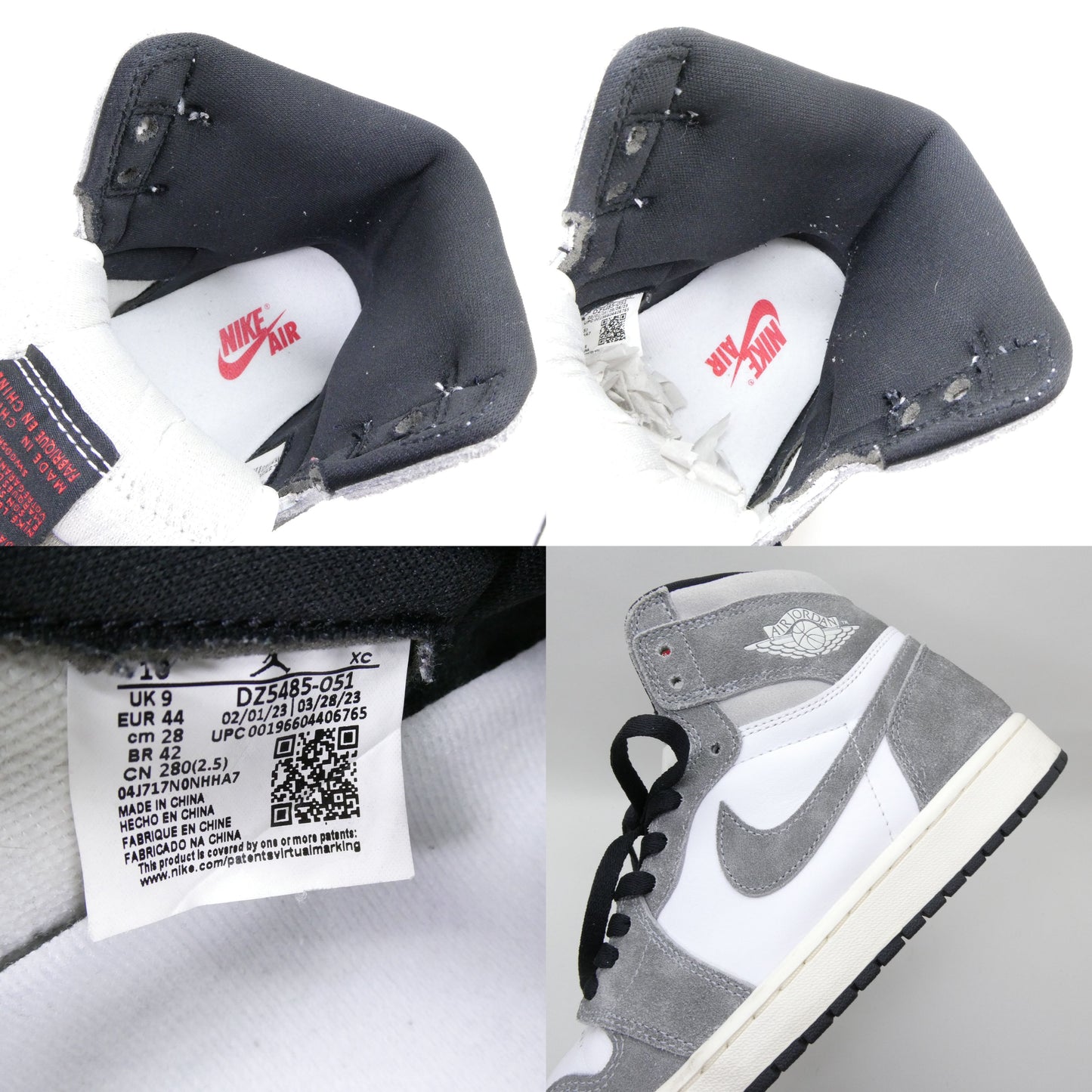 NIKE AIR JORDAN 1 Retro High OG Gray White Sneakers Multi