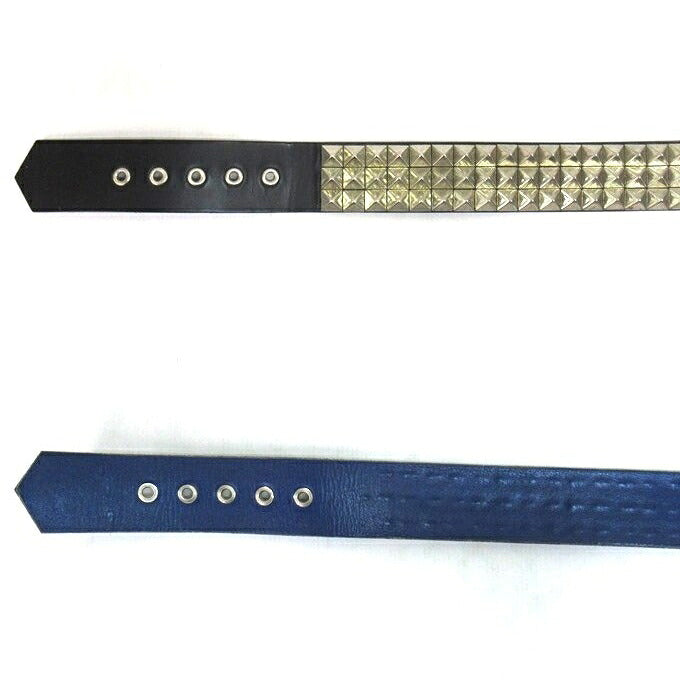 toccat 3-Row Studded Leather Belt Silver Blue Size ONE SIZE